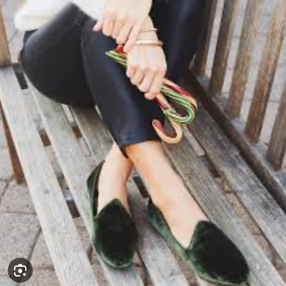 Birdies Starling Green Velvet Flats Size 8 Excellent Condition - Picture 1 of 7